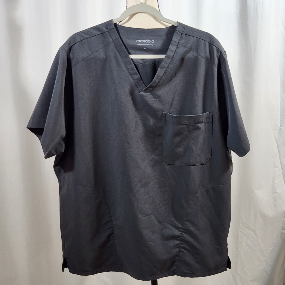 Pair of Mandala Gray Mens Scrub Shirts XL. SET OF 2